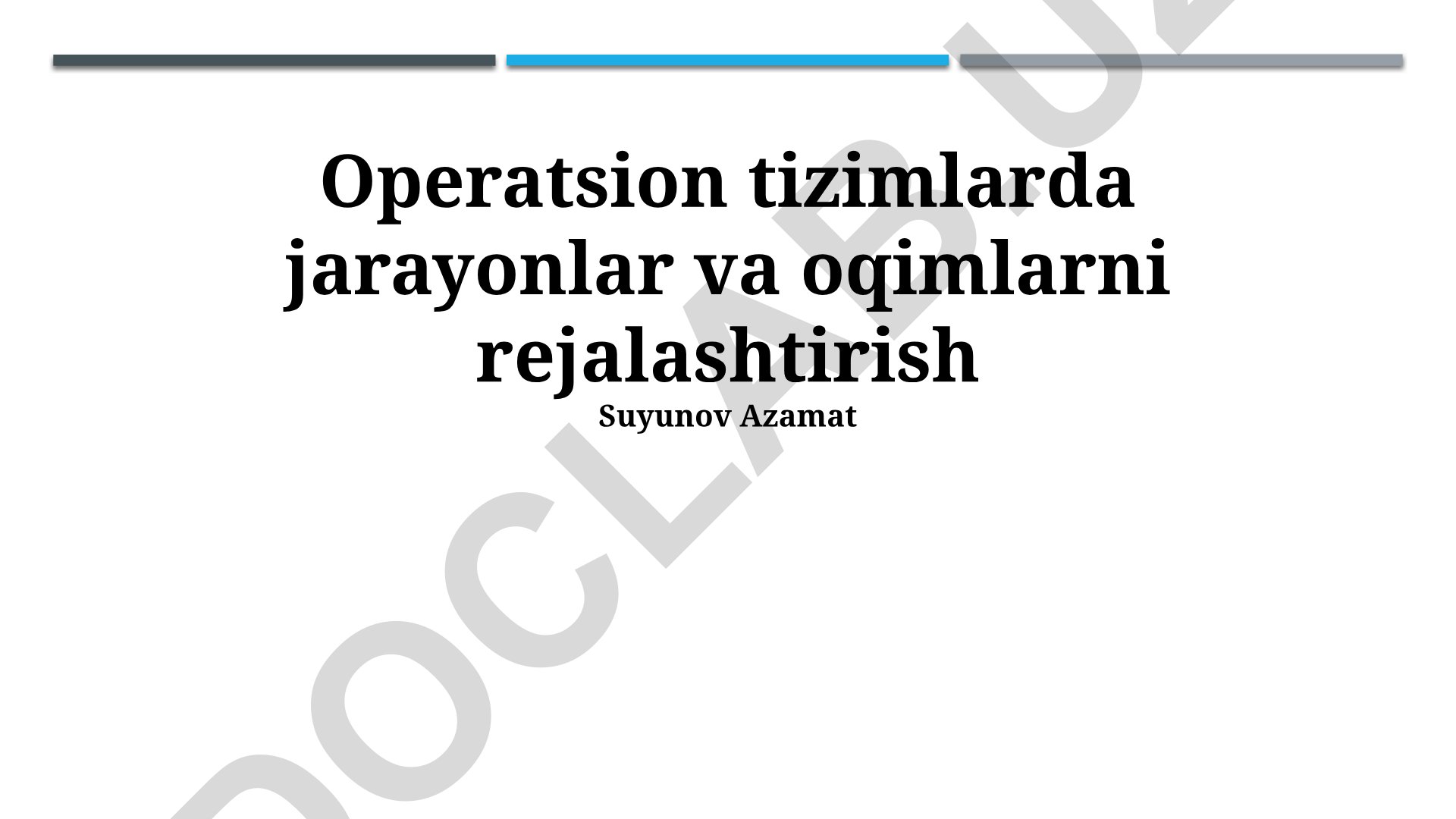 Operatsion tizimlarda jarayonlar va oqimlarni rejalashtirish