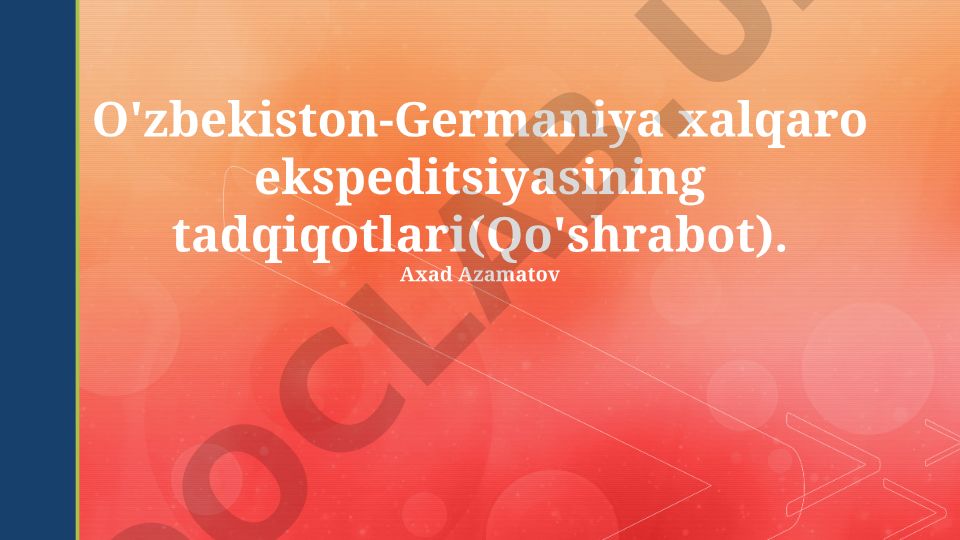 O'zbekiston-Germaniya xalqaro ekspeditsiyasining Qo'shrabot tadqiqotlari