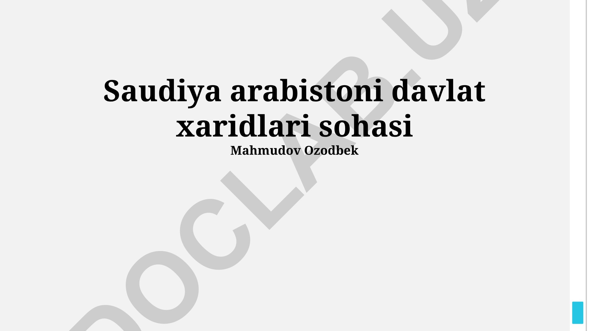Saudiya Arabistonida davlat xaridlari tizimi va korrupsiyaga qarshi kurash