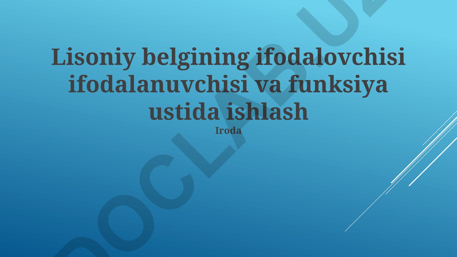 Til belgisining ifodalovchisi, ifodalanuvchisi va funksiyasi
