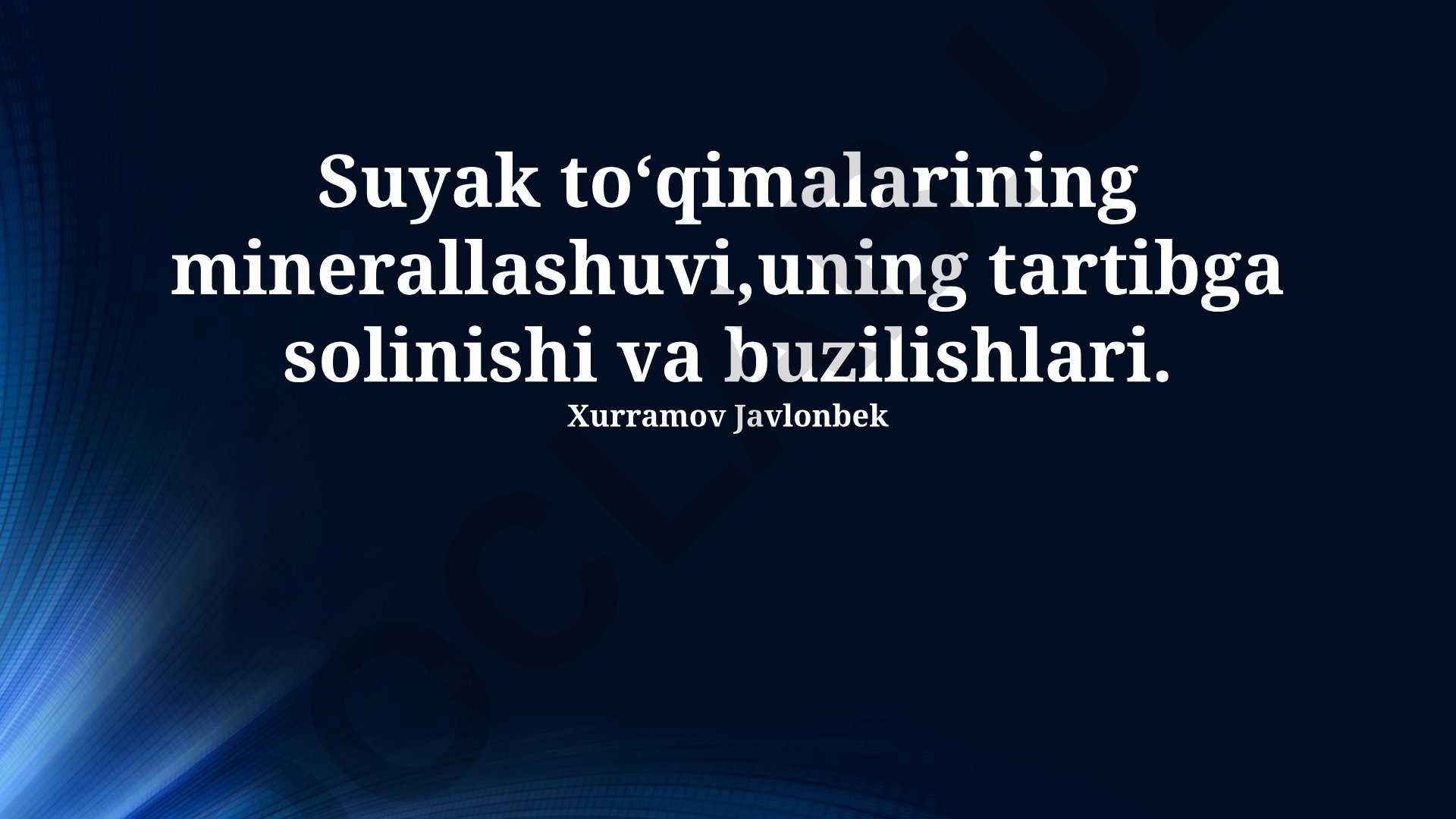 Suyak to'qimalarining minerallashuvi, tartibga solinishi va buzilishlari