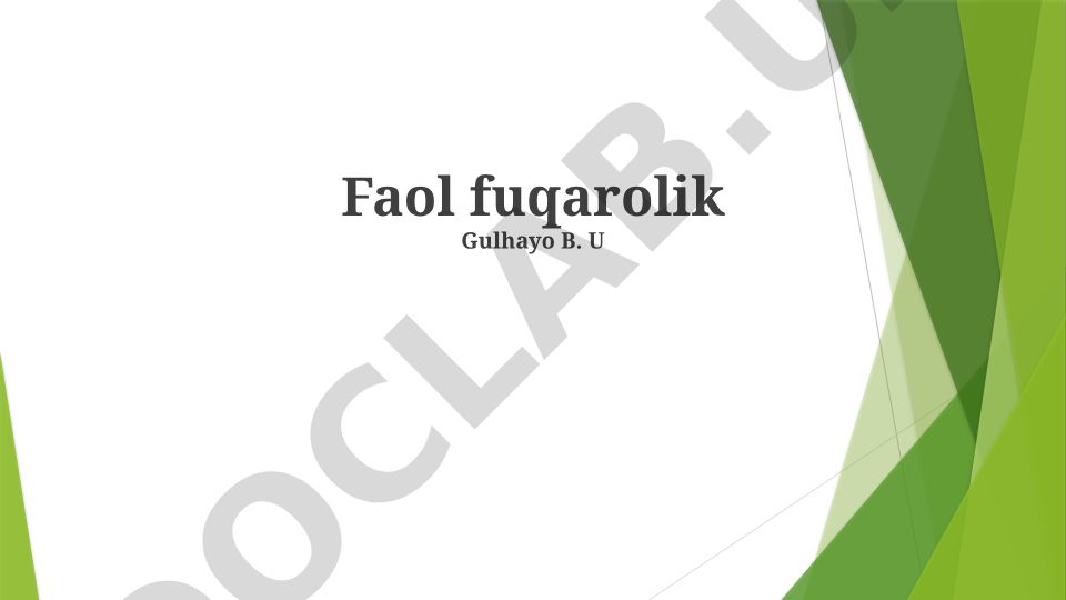 Faol fuqarolik va uning jamiyatdagi roli