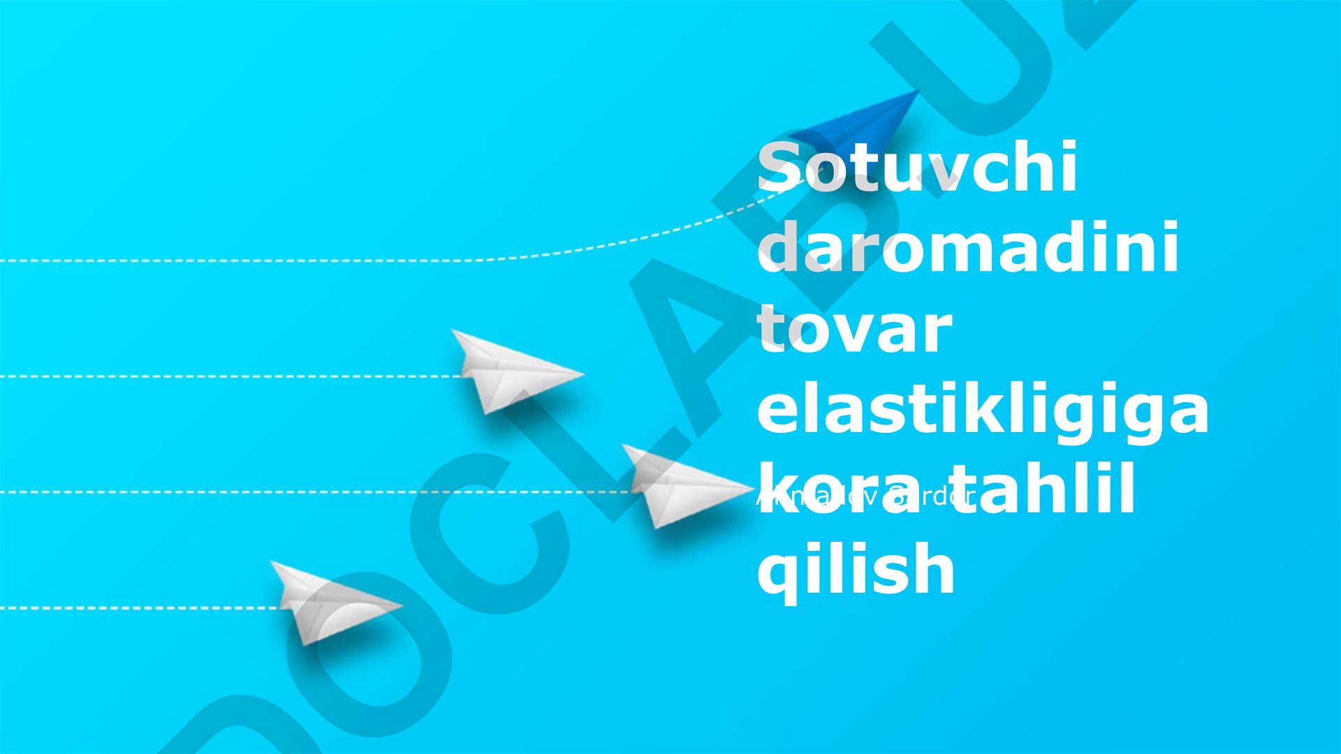 Sotuvchi daromadini tovar elastikligiga kora tahlil qilish