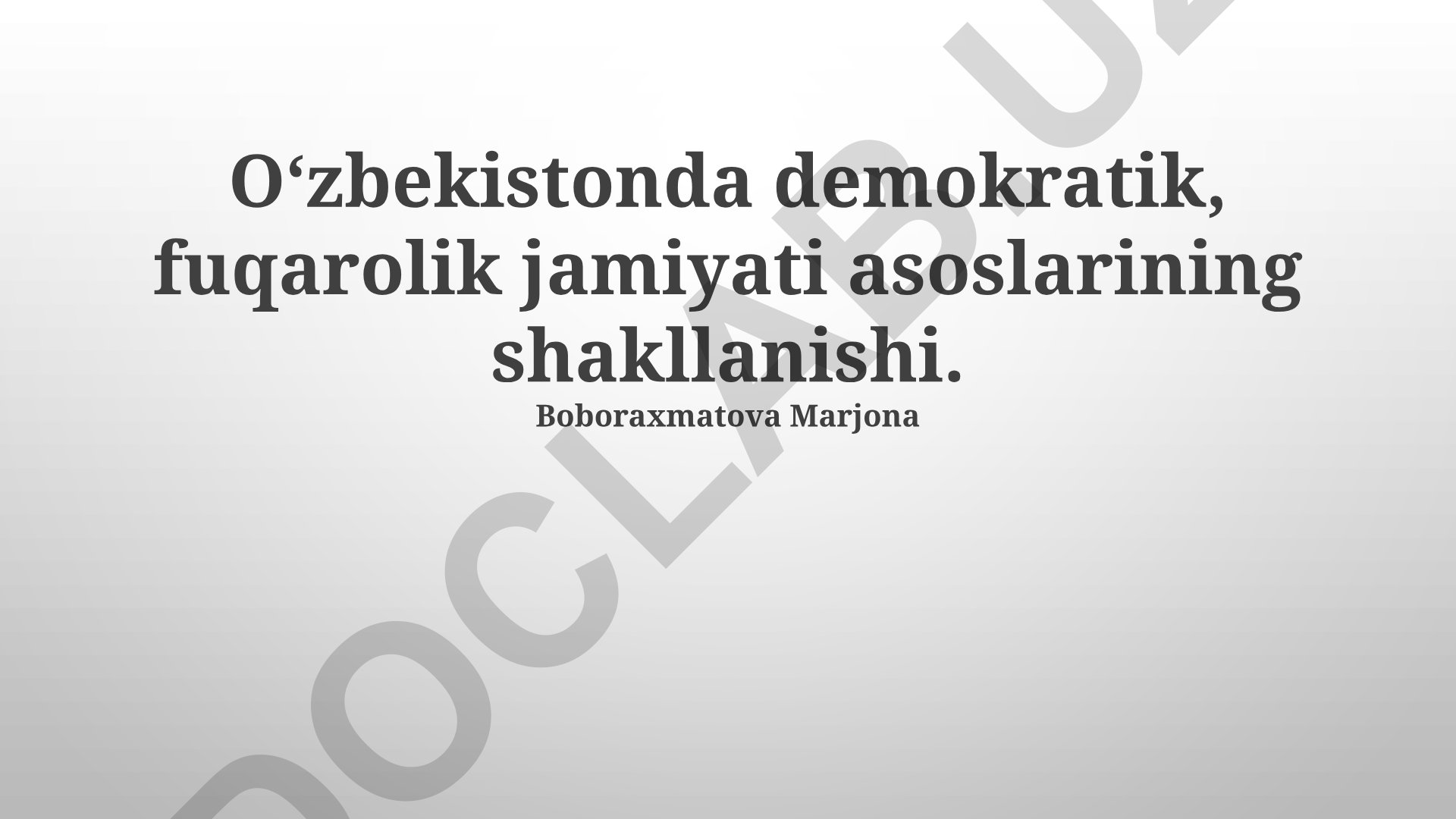 Oʻzbekistonda demokratik, fuqarolik jamiyati asoslarining shakllanishi