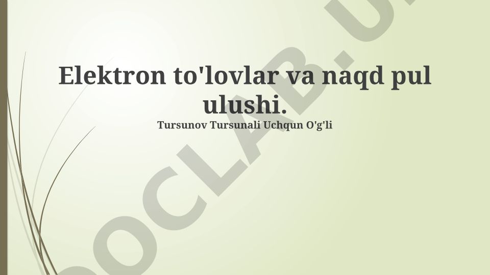 Elektron to'lovlar va naqd pul ulushi