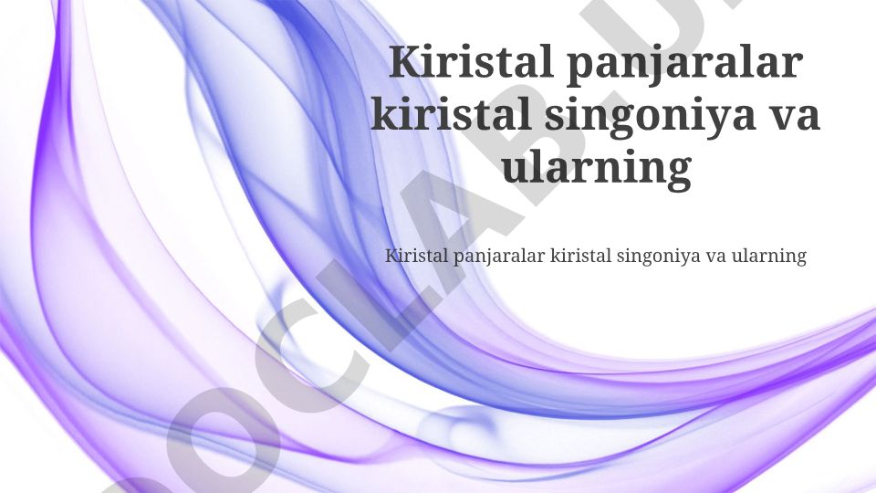Kristall panjaralar va singoniya tushunchalari