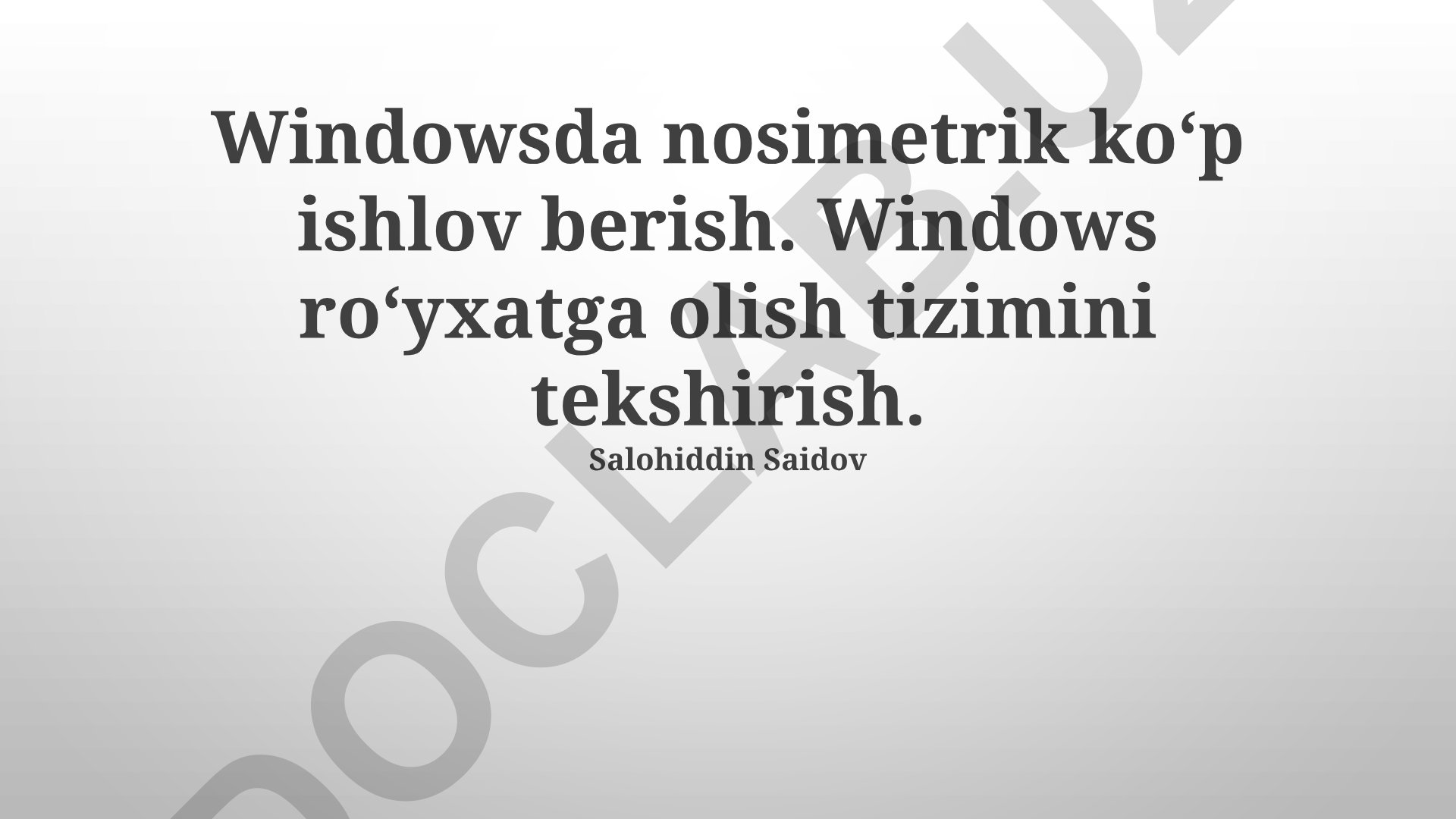 Windowsda nosimetrik koʻp ishlov berish va registr tekshirish