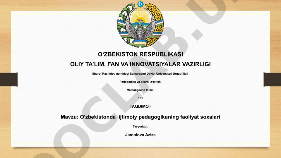 O'zbekistonda ijtimoiy pedagogikaning faoliyat soxalari