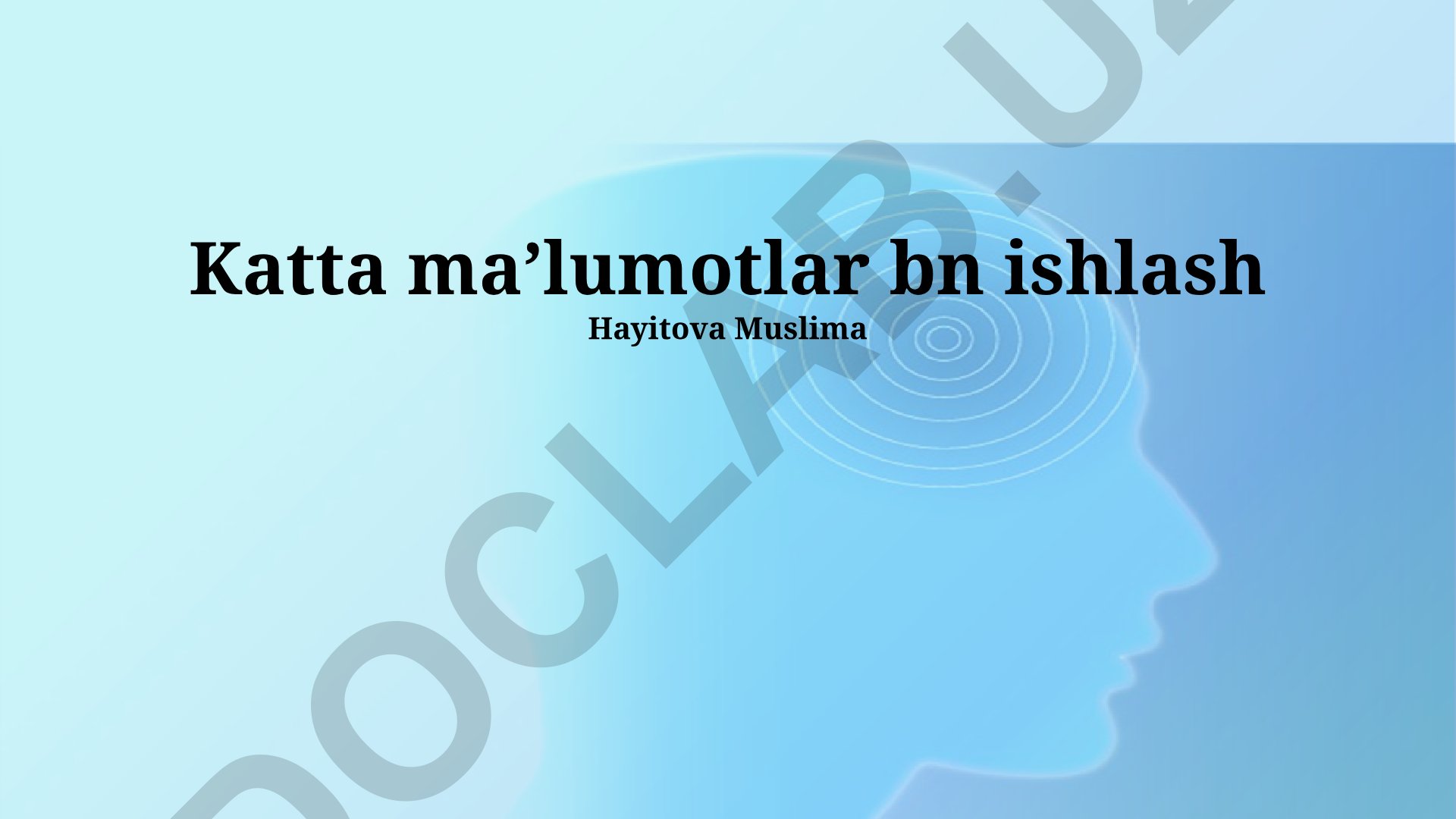 Katta ma'lumotlar bilan ishlash va tahlil qilish