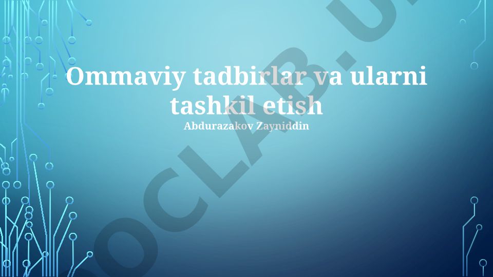 Ommaviy tadbirlarni rejalashtirish va tashkil etish