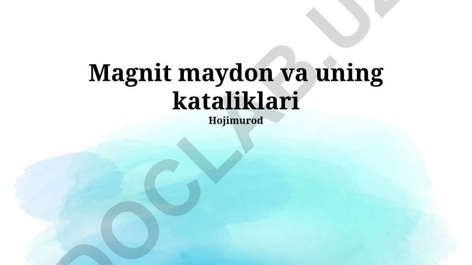 Magnit maydon va uning kataliklari