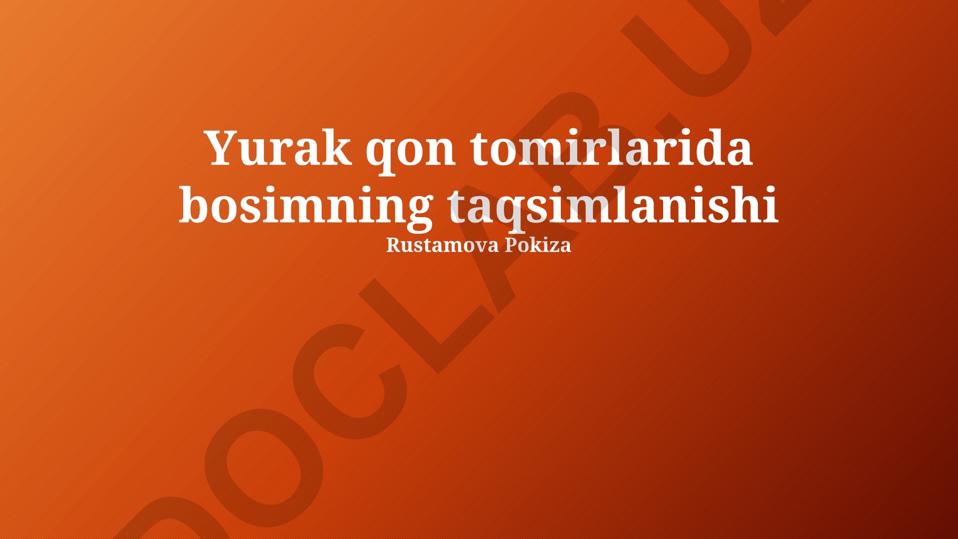 Yurak qon tomirlarida bosimning taqsimlanishi