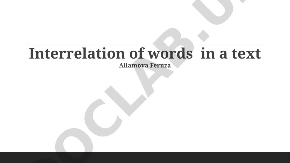 Interrelation of words in a text