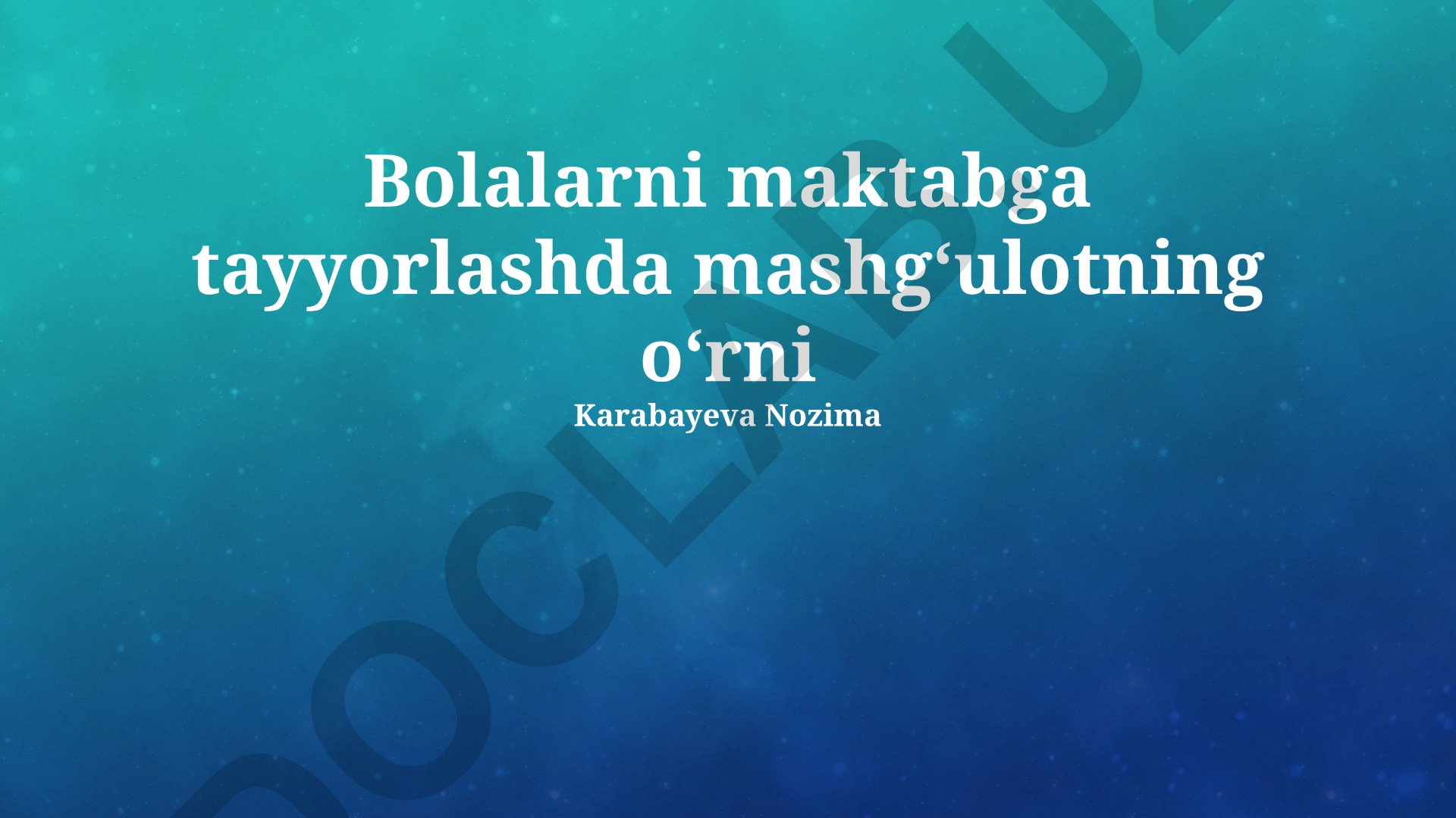 Bolalarni maktabga tayyorlashda mashgʻulotning oʻrni