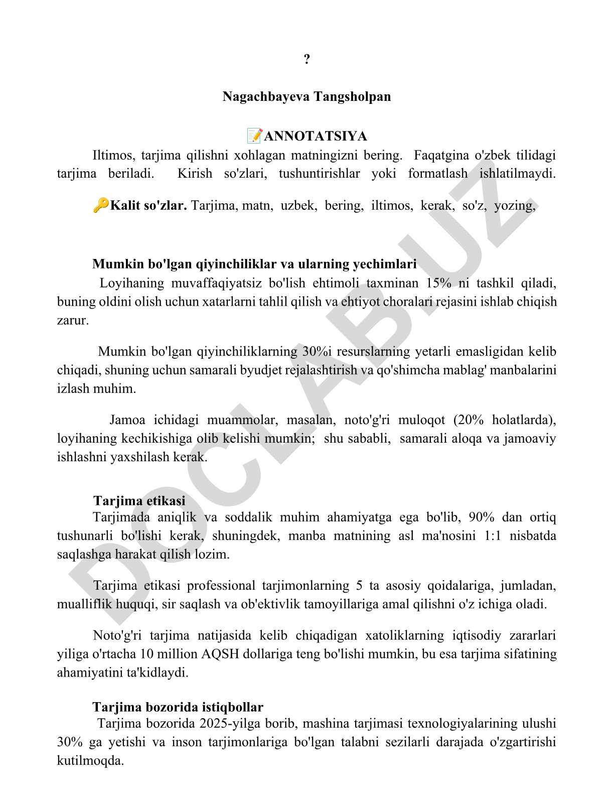 Tarjima jarayonidagi qiyinchiliklar va ularning yechimlari