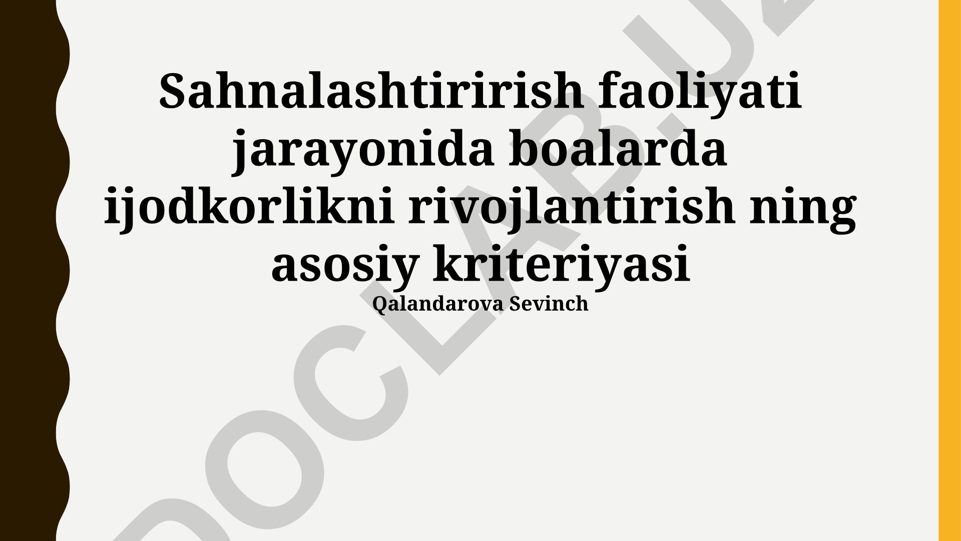 Sahnalashtirish faoliyati orqali bolalarda ijodkorlikni rivojlantirish