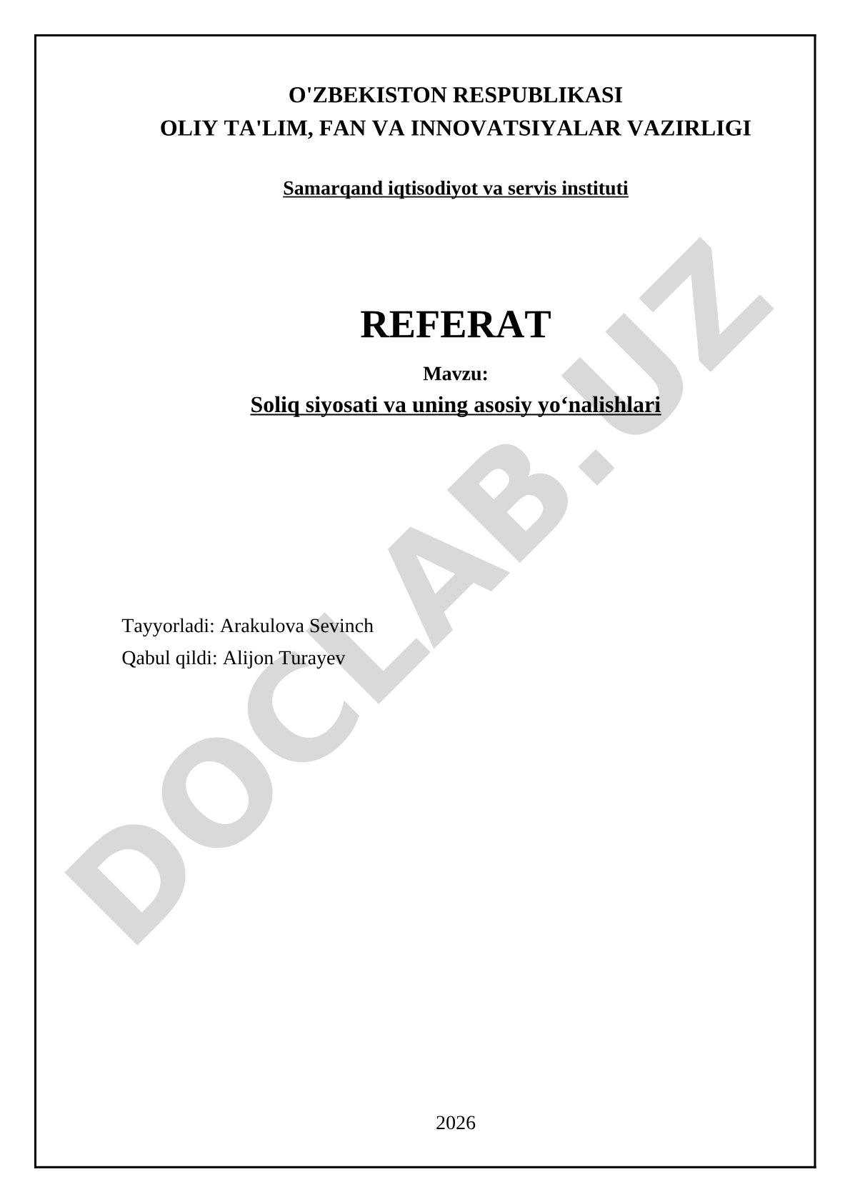 Soliq siyosati va uning asosiy yoʻnalishlari