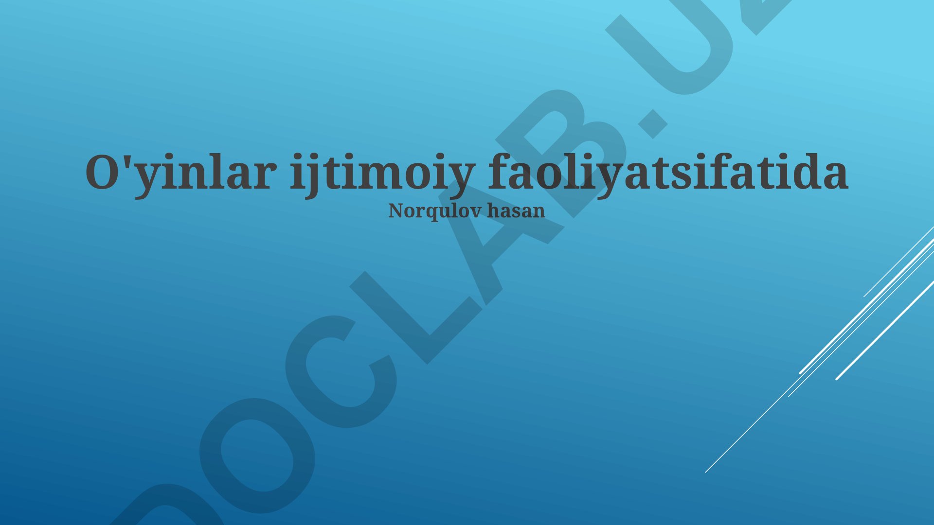 O'yinlar ijtimoiy faoliyat sifatida