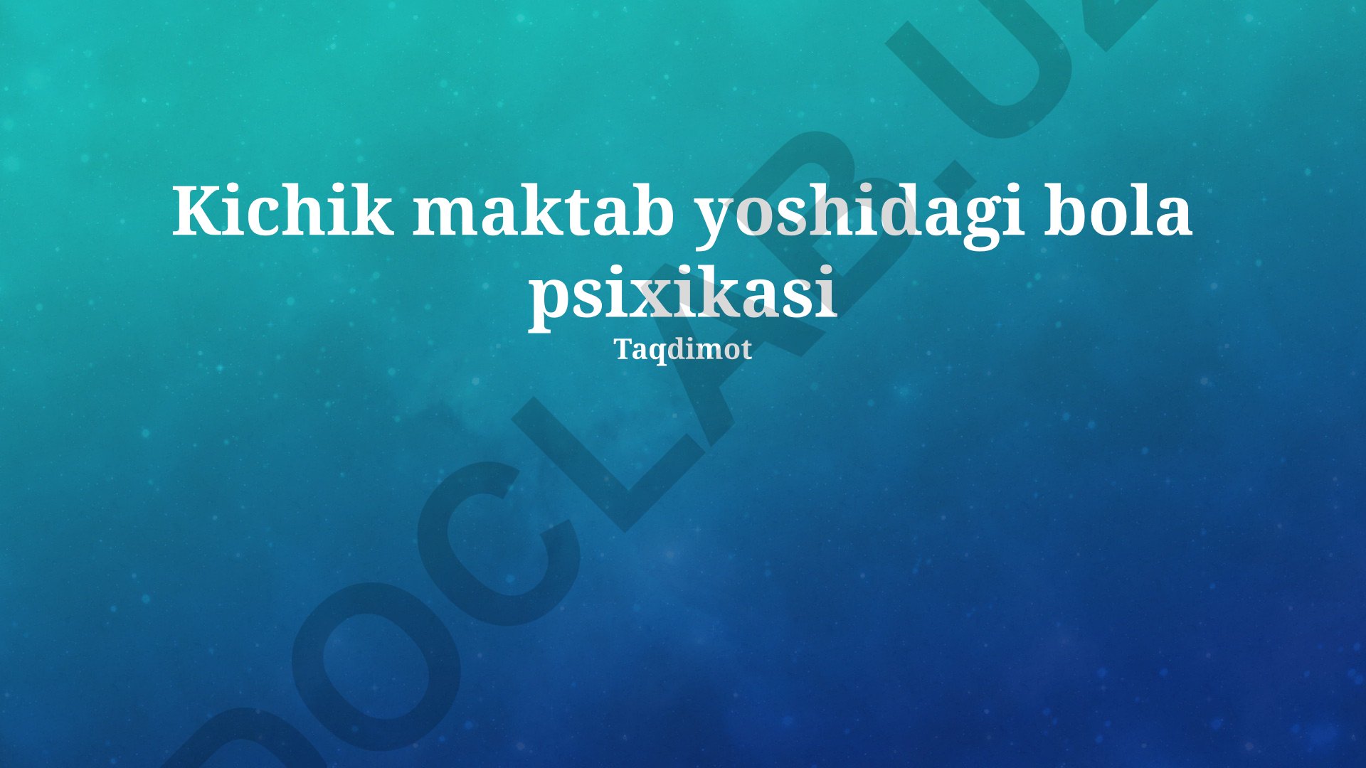 Kichik maktab yoshidagi bola psixikasi