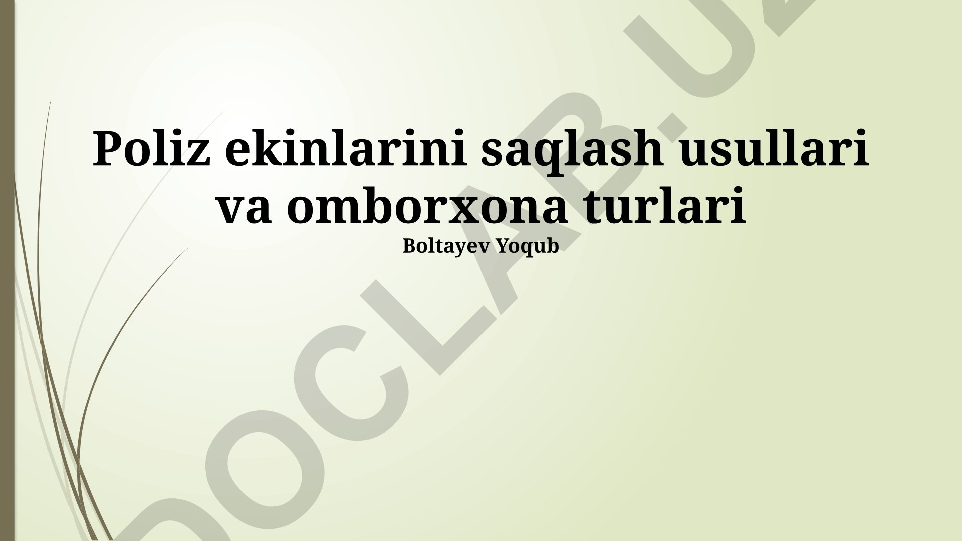 Poliz ekinlarini saqlash usullari va omborxona turlari