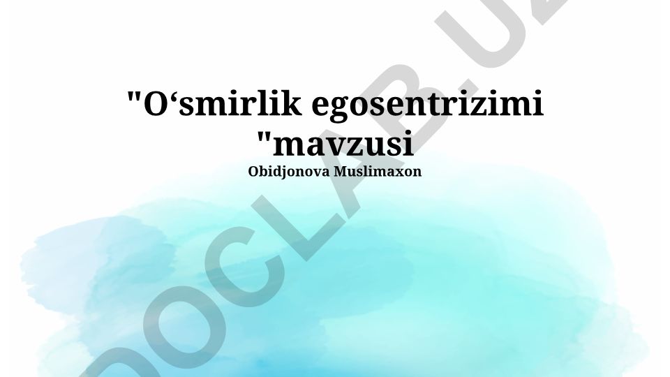 Oʻsmirlik egosentrizimi