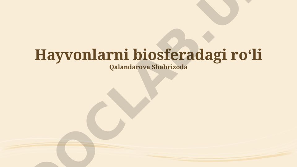 Hayvonlarning biosferadagi roli va ekologik ahamiyati