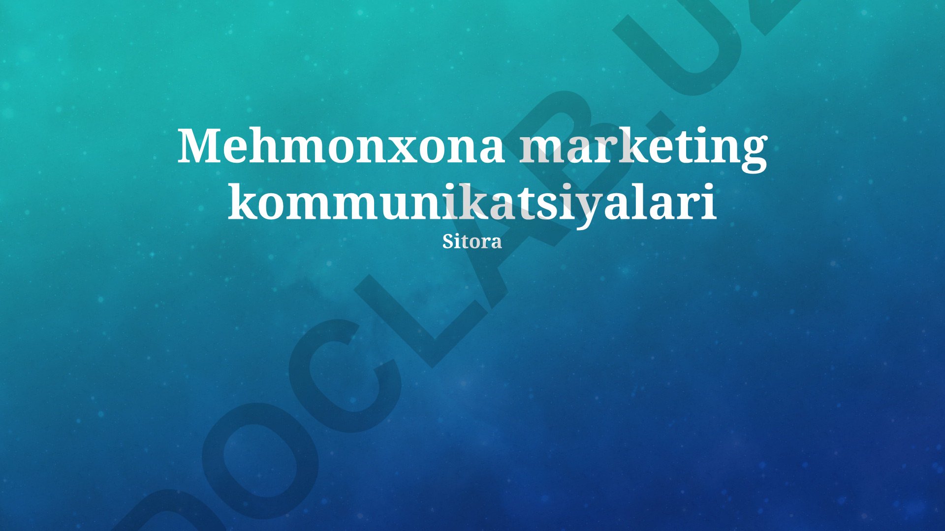Mehmonxona marketing kommunikatsiyalari strategiyasi