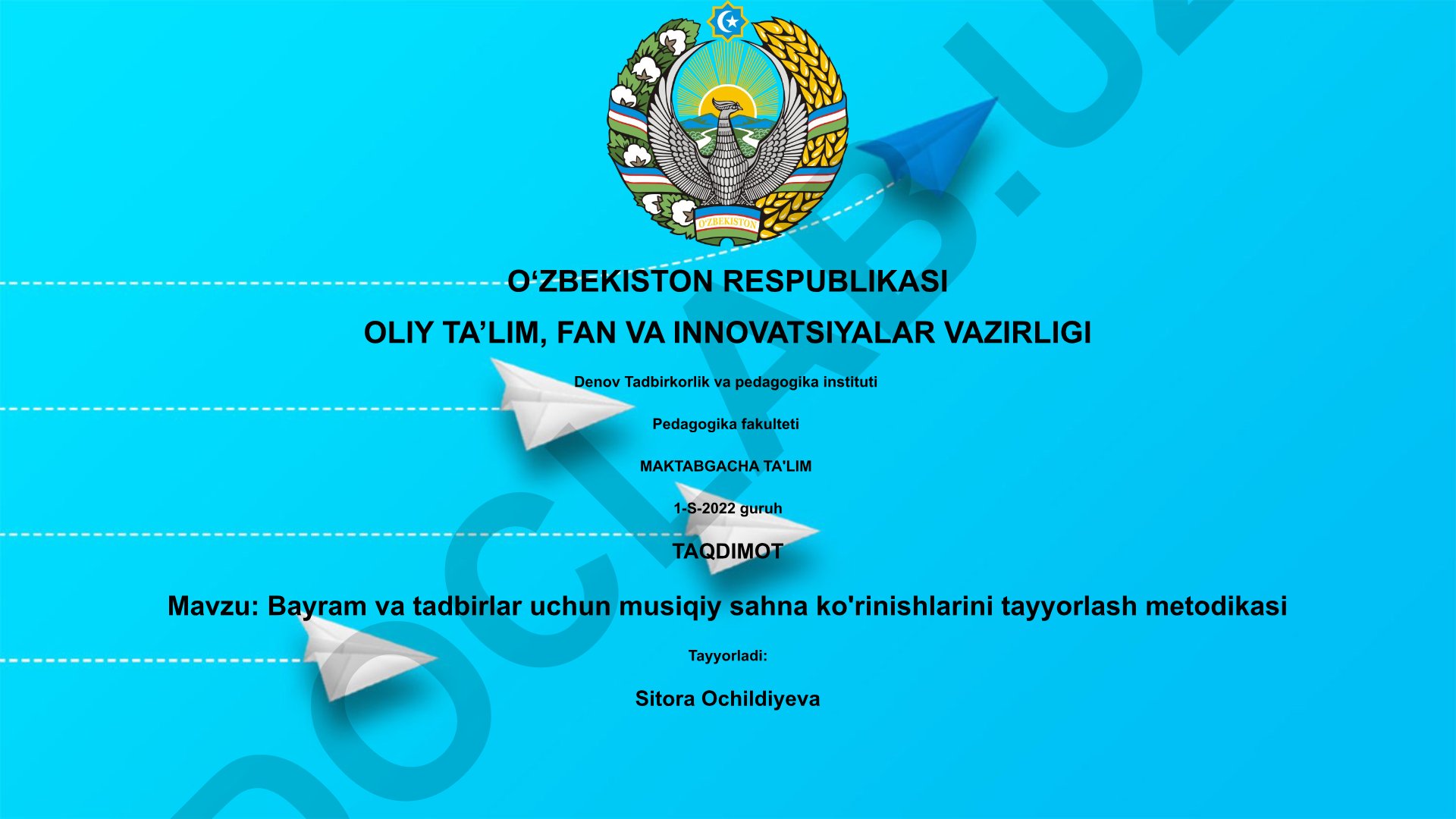 Bayram va tadbirlar uchun musiqiy sahna ko'rinishlarini tayyorlash metodikasi