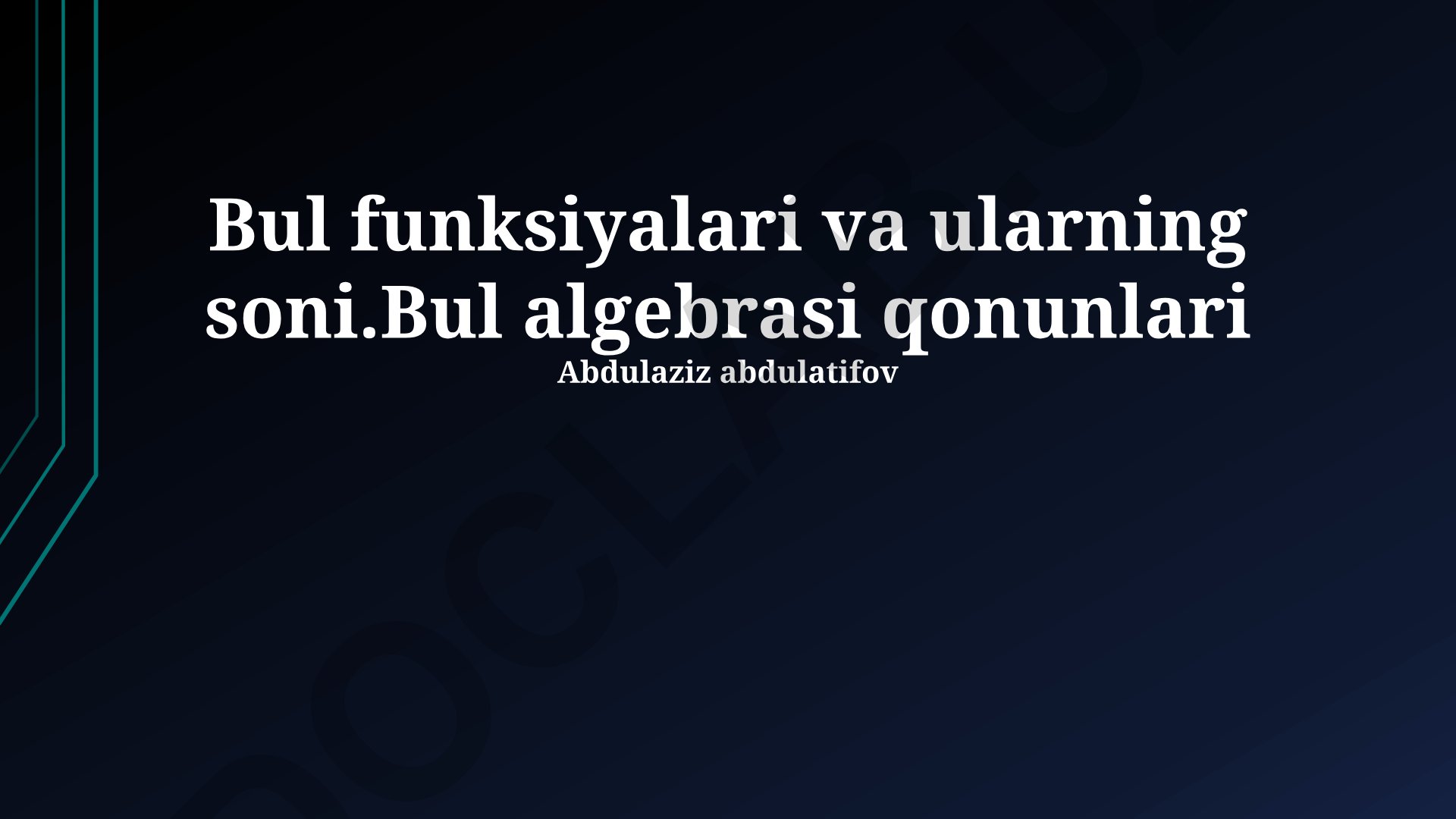 Boolean funksiyalari va algebra qonunlari