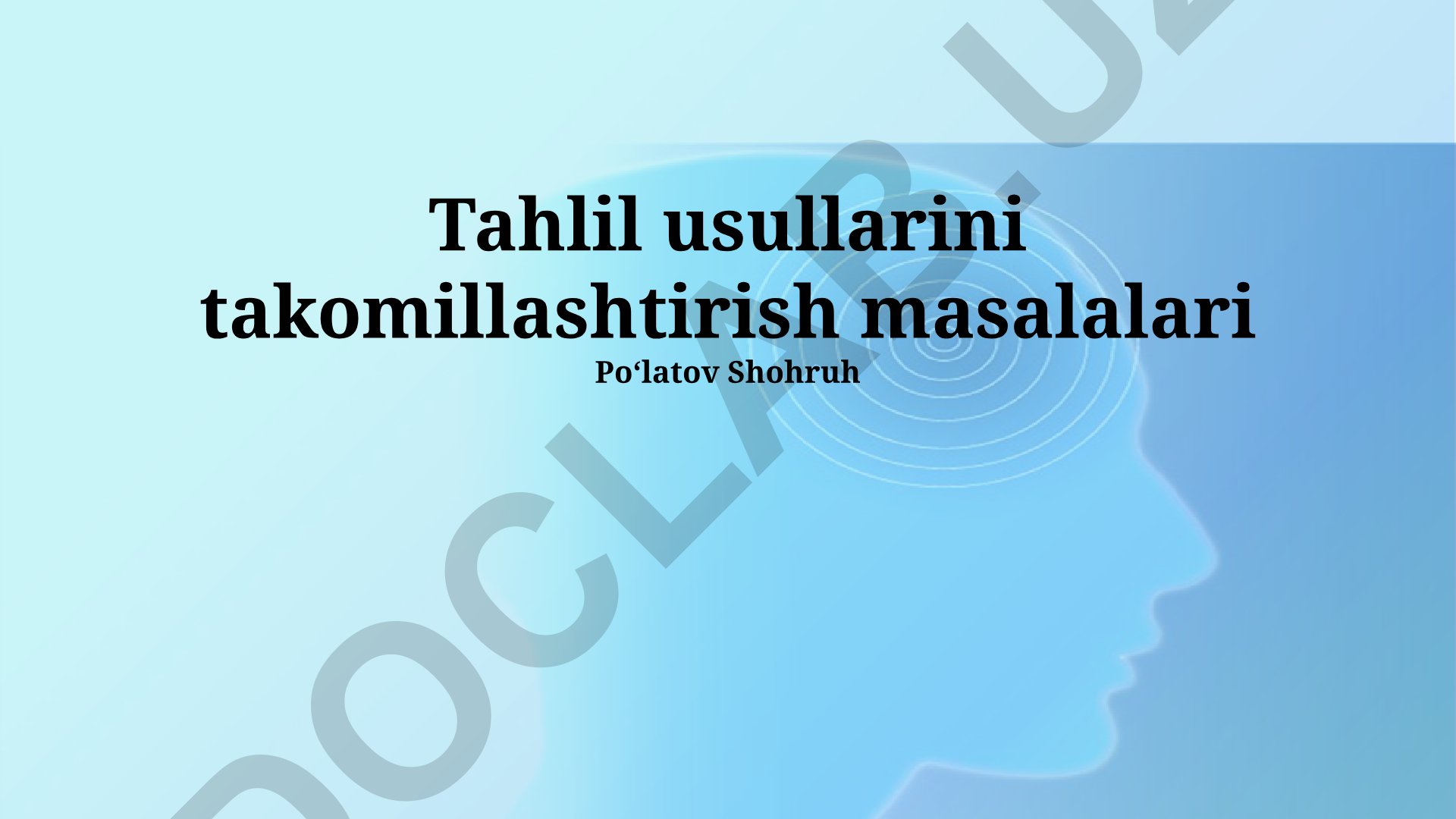 Tahlil usullarini takomillashtirish masalalari
