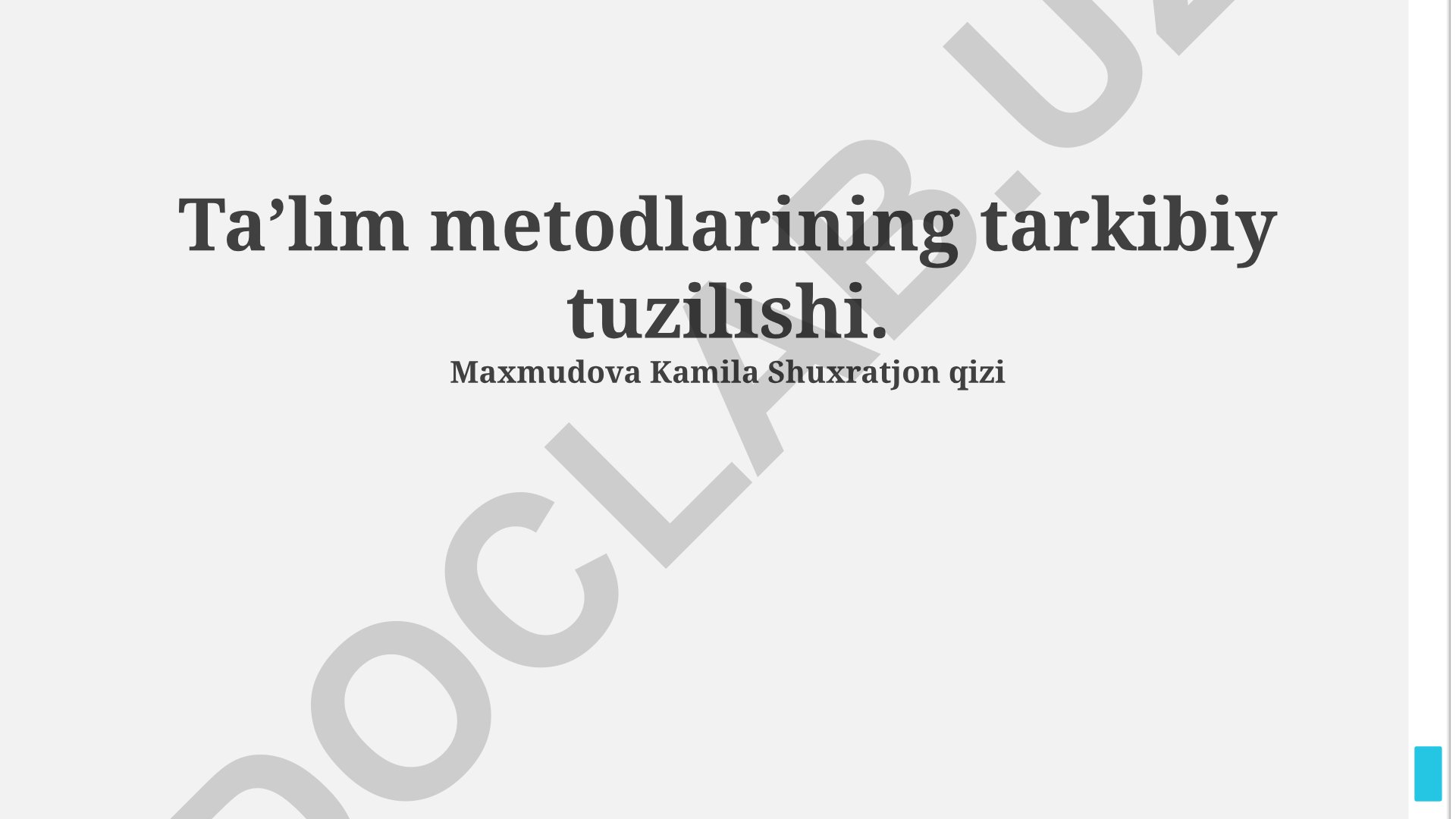Ta’lim metodlarining tarkibiy tuzilishi