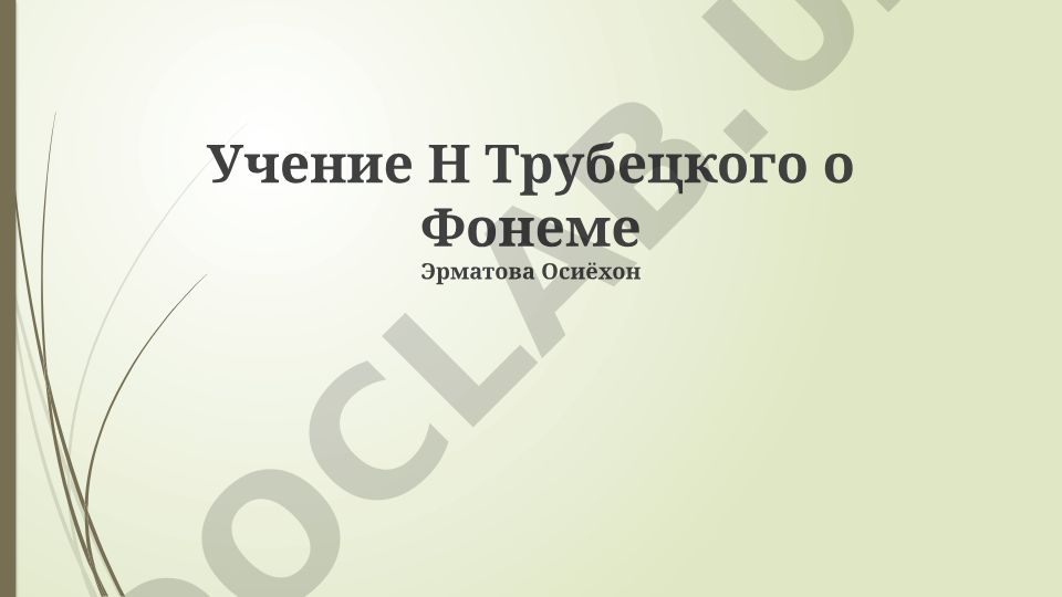 Учение Н. Трубецкого о фонеме