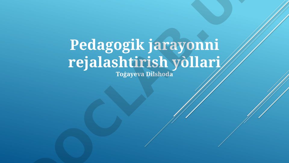 Pedagogik jarayonni rejalashtirish yòllari