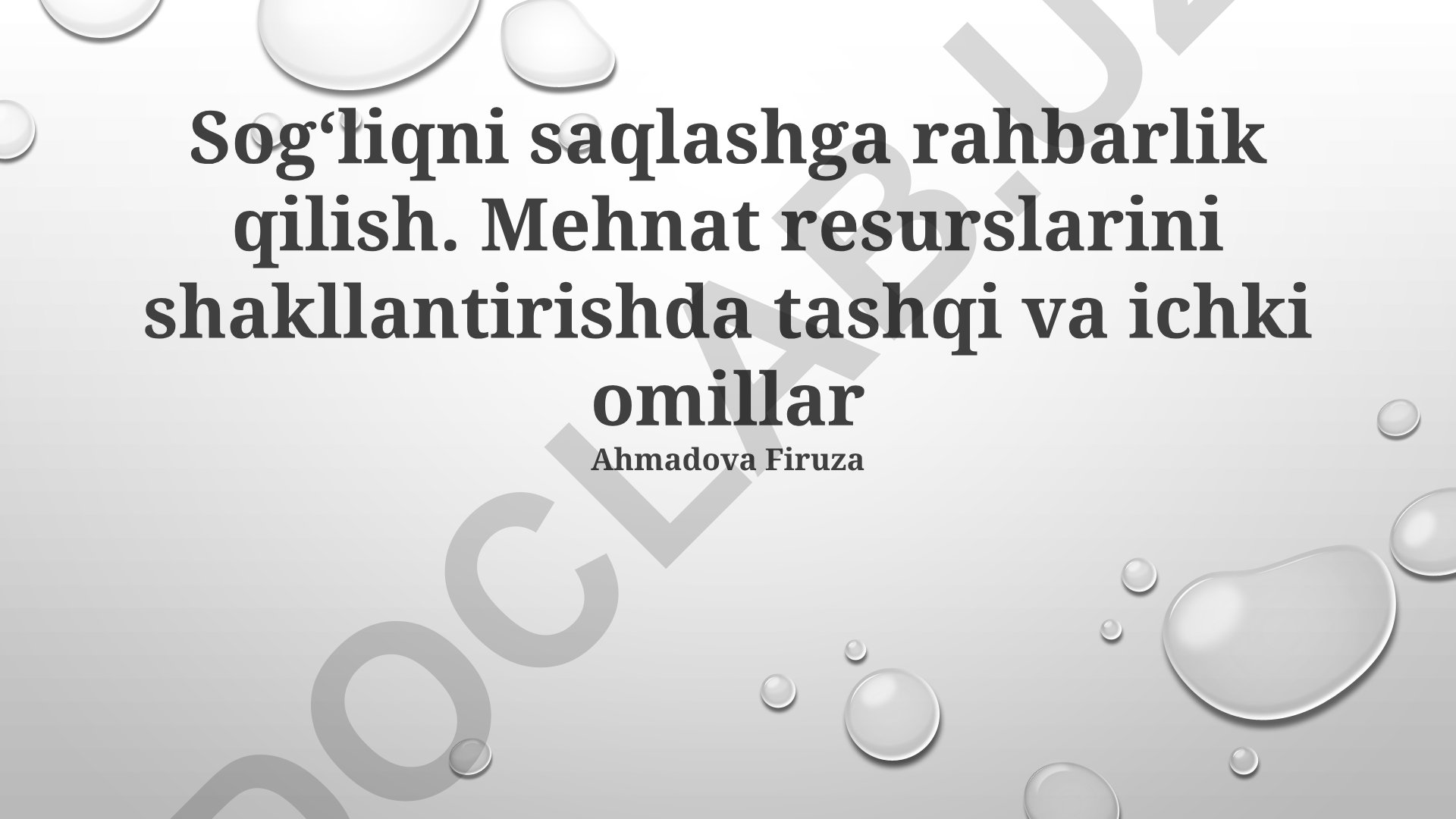 Sogʻliqni saqlashga rahbarlik qilish va mehnat resurslarini shakllantirish