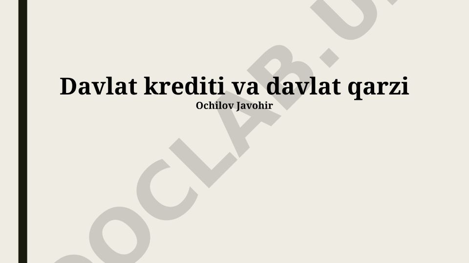 Davlat krediti va davlat qarzi
