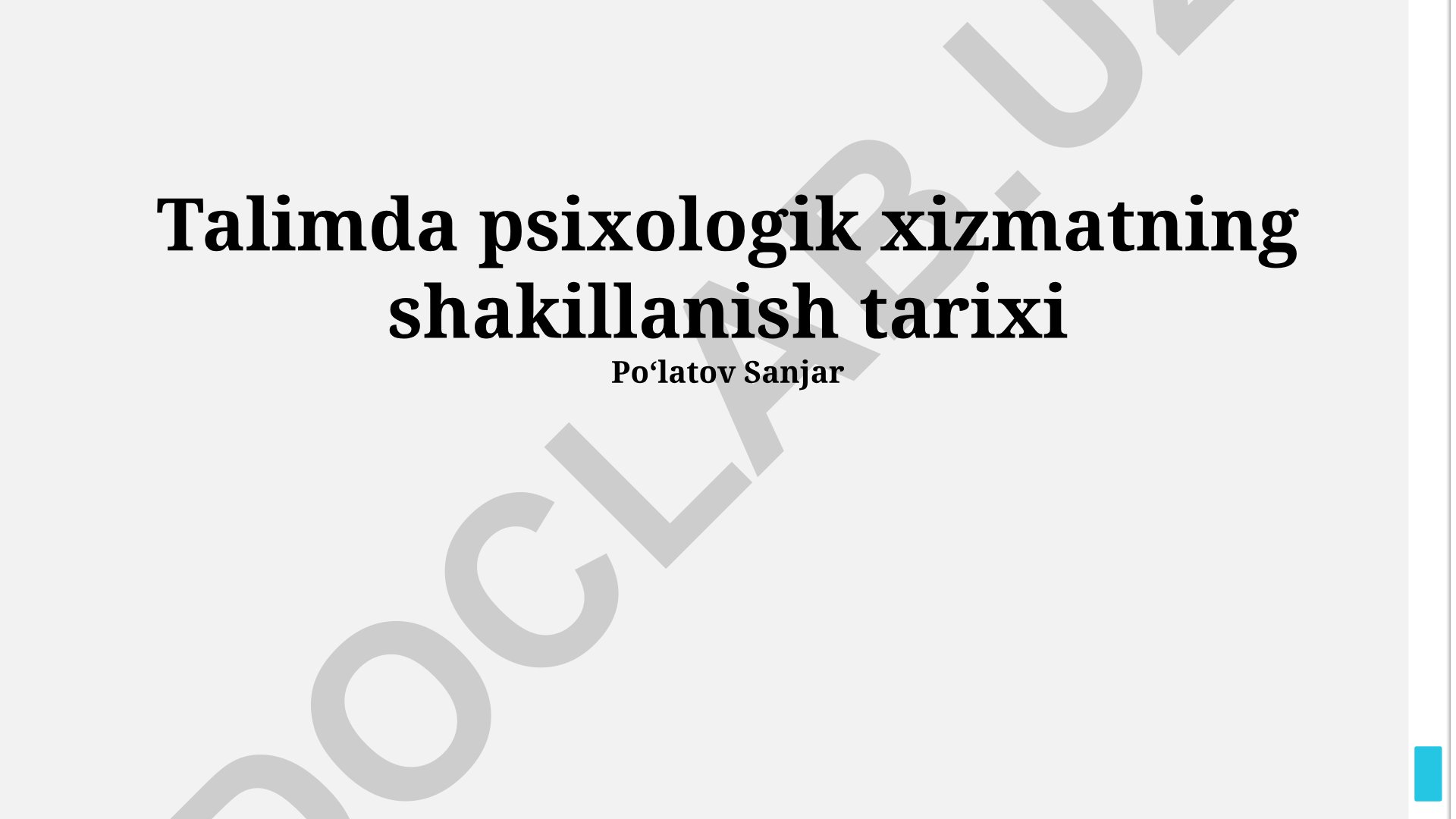 Talimda psixologik xizmatning shakillanish tarixi