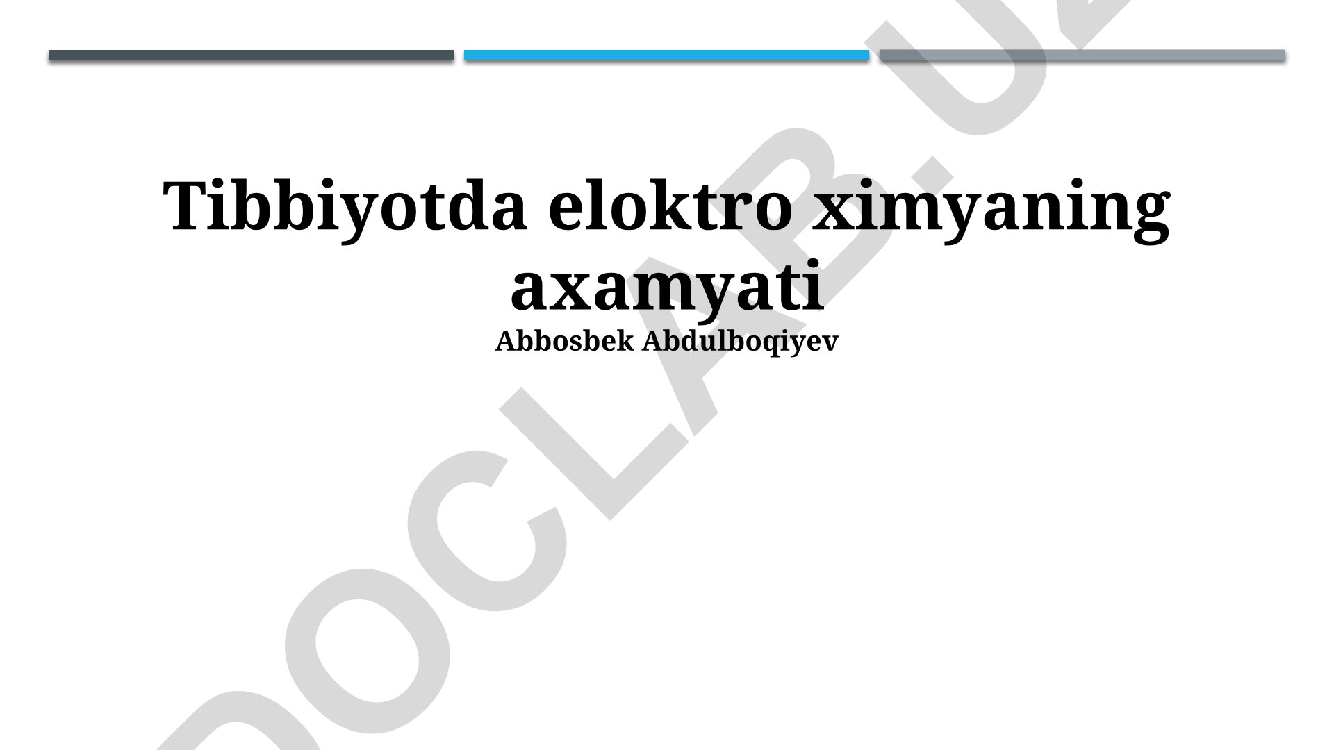 Tibbiyotda elektroximyaning ahamiyati