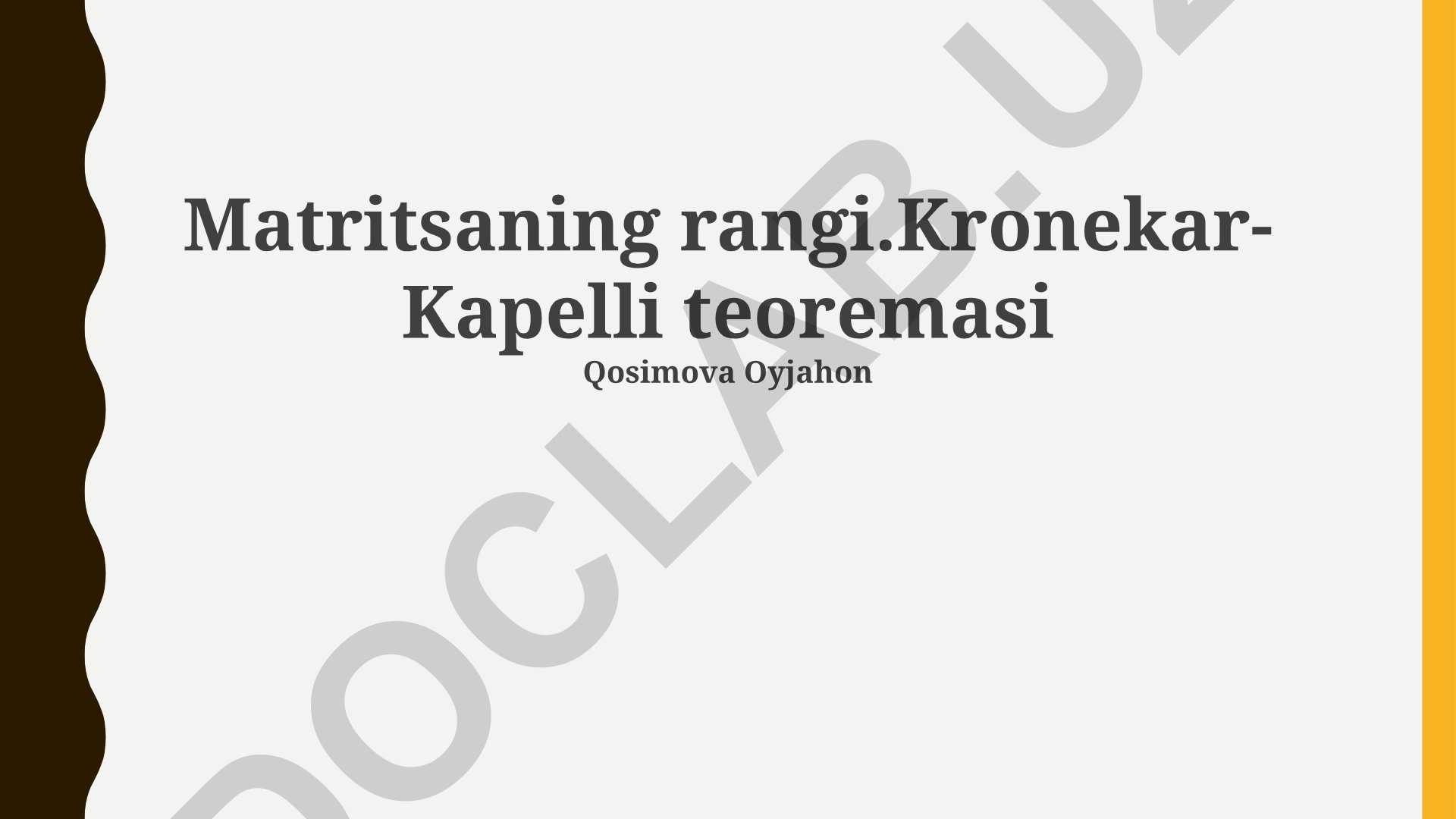 Matritsaning rangi va Kroneker-Kapelli teoremasi