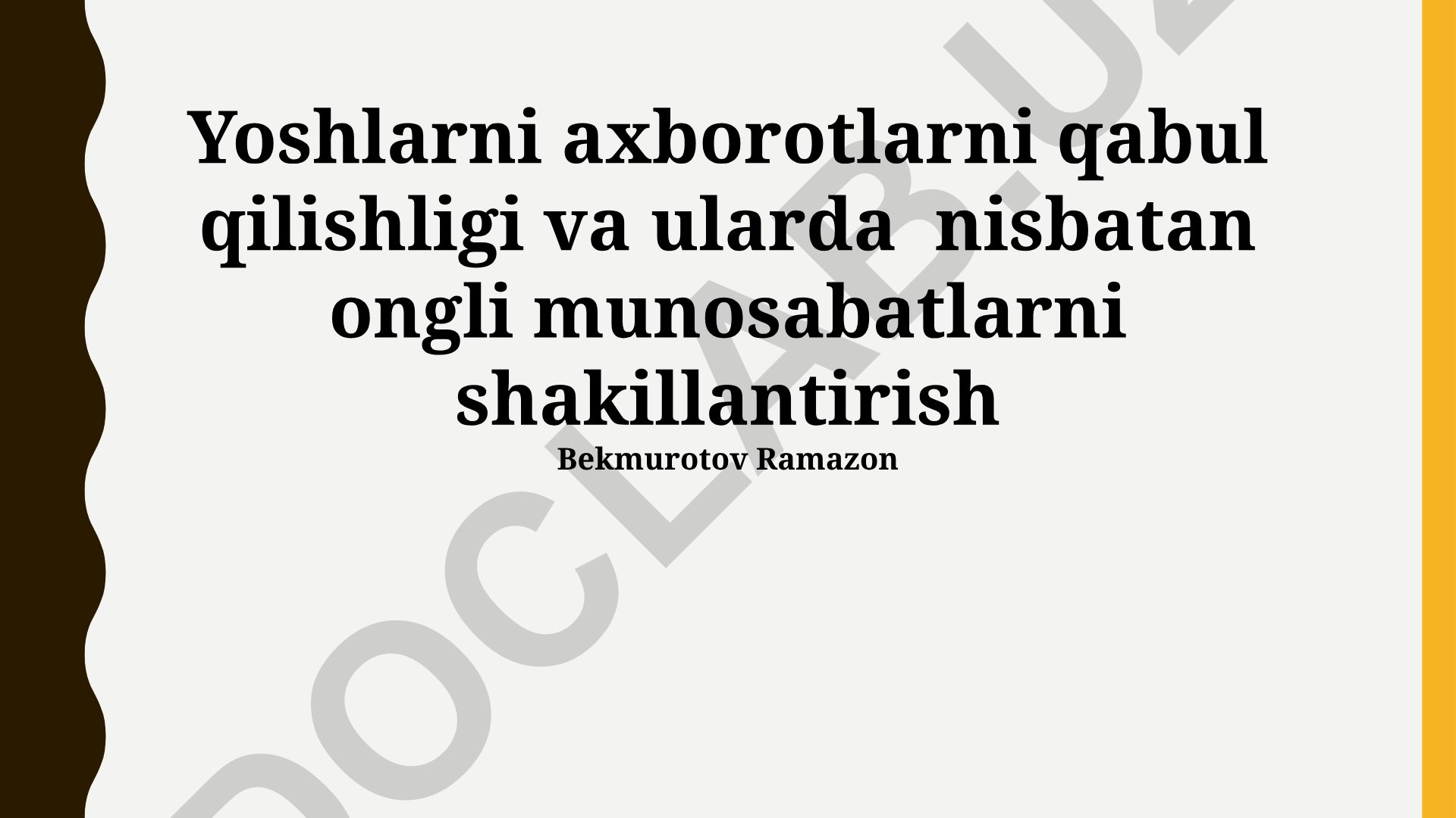 Yoshlarda axborotni qabul qilish ko'nikmalari va ongli munosabatlar