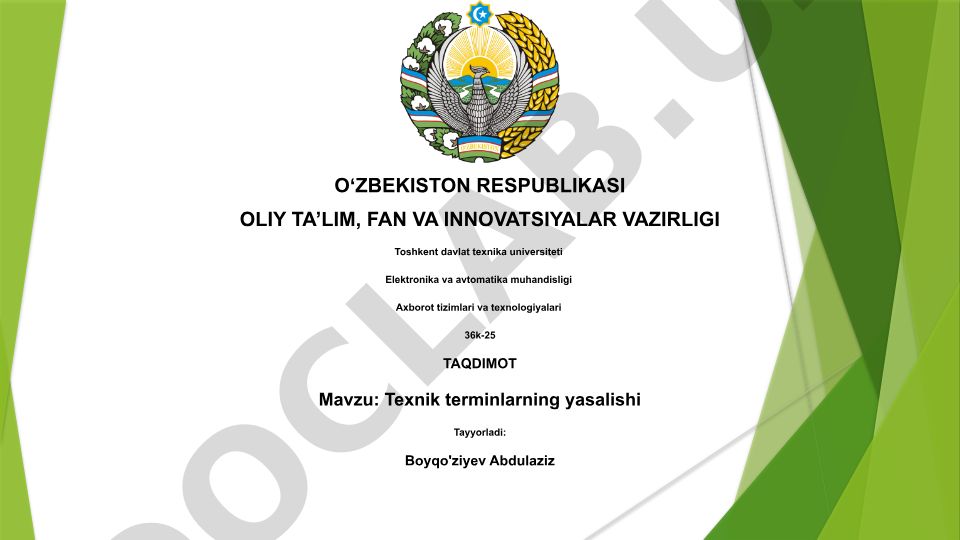 Texnik terminlarning yasalishi
