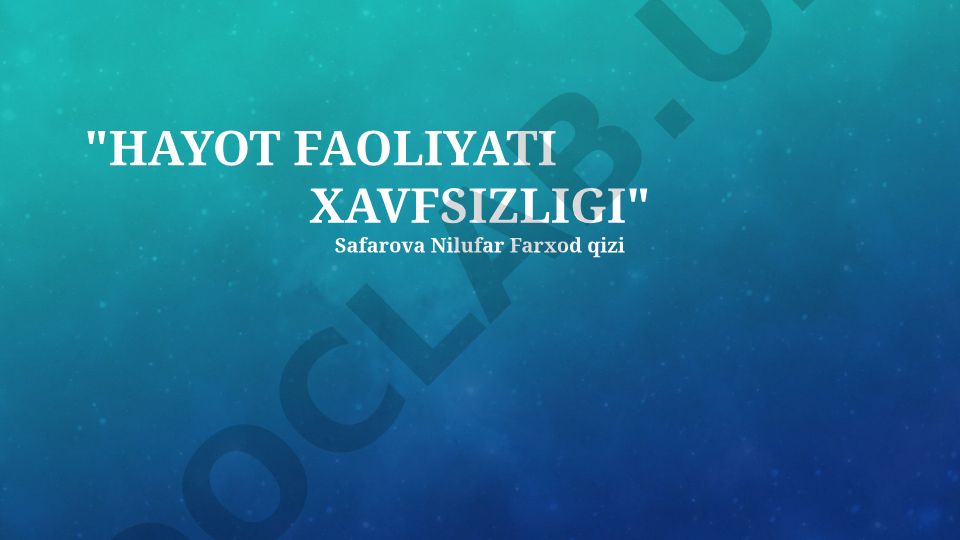 Hayot faoliyati xavfsizligi