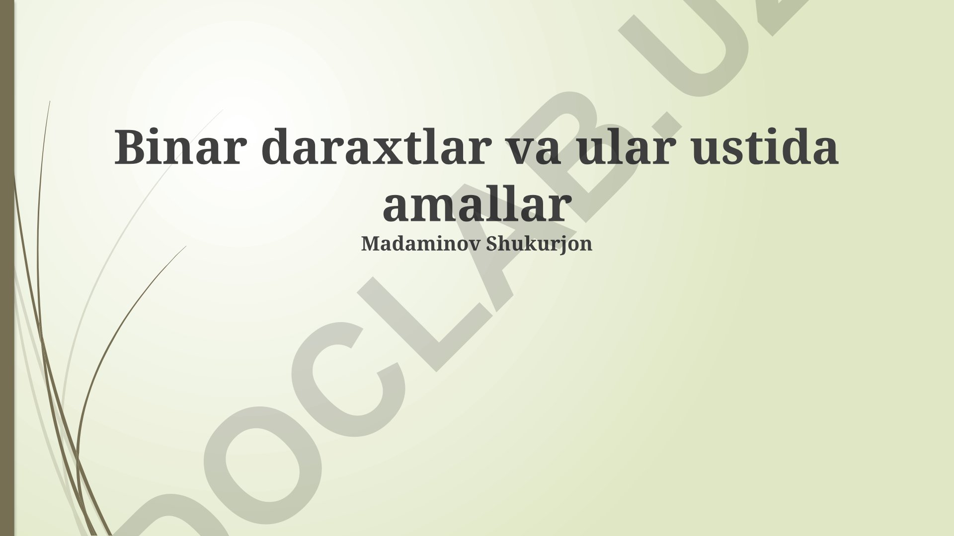 Binar daraxtlar va ular ustida amallar