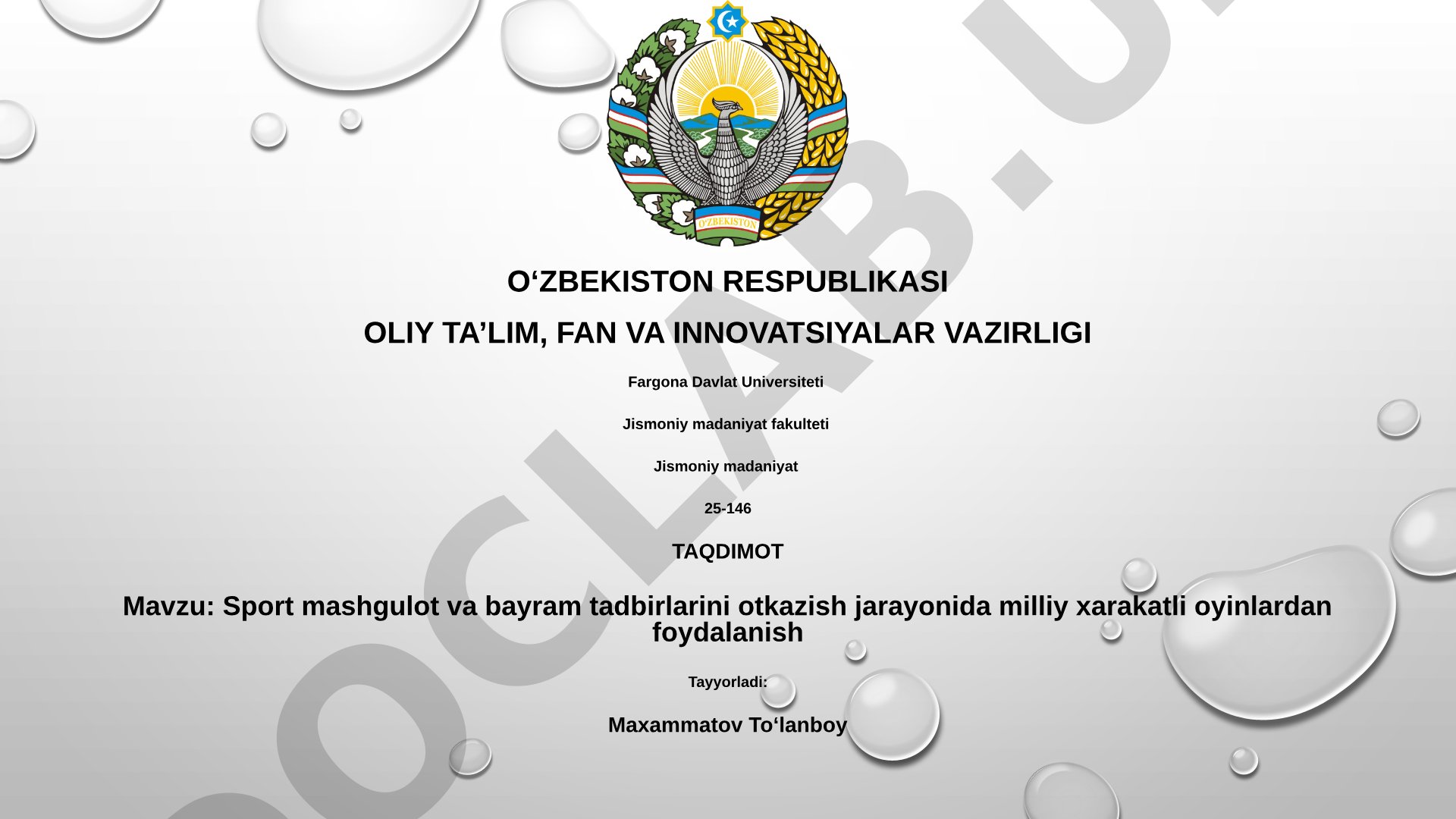 Sport mashgulot va bayram tadbirlarini otkazish jarayonida milliy xarakatli oyinlardan foydalanish
