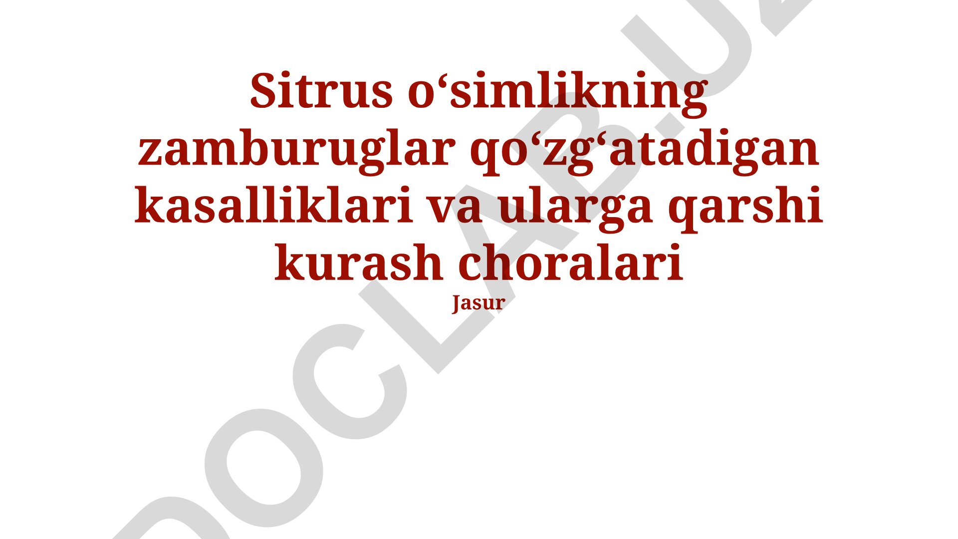 Sitrus oʻsimlikning zamburugʻ kasalliklari va ularga qarshi kurash choralari