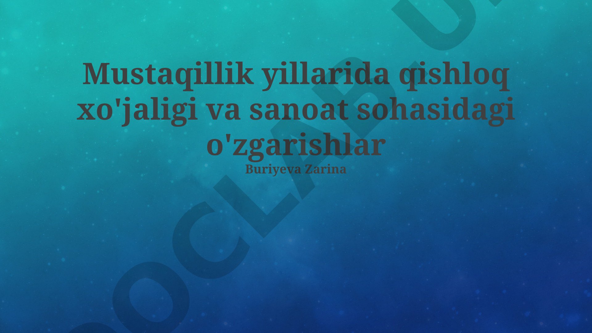 Mustaqillik yillarida qishloq xo'jaligi va sanoat sohasidagi o'zgarishlar