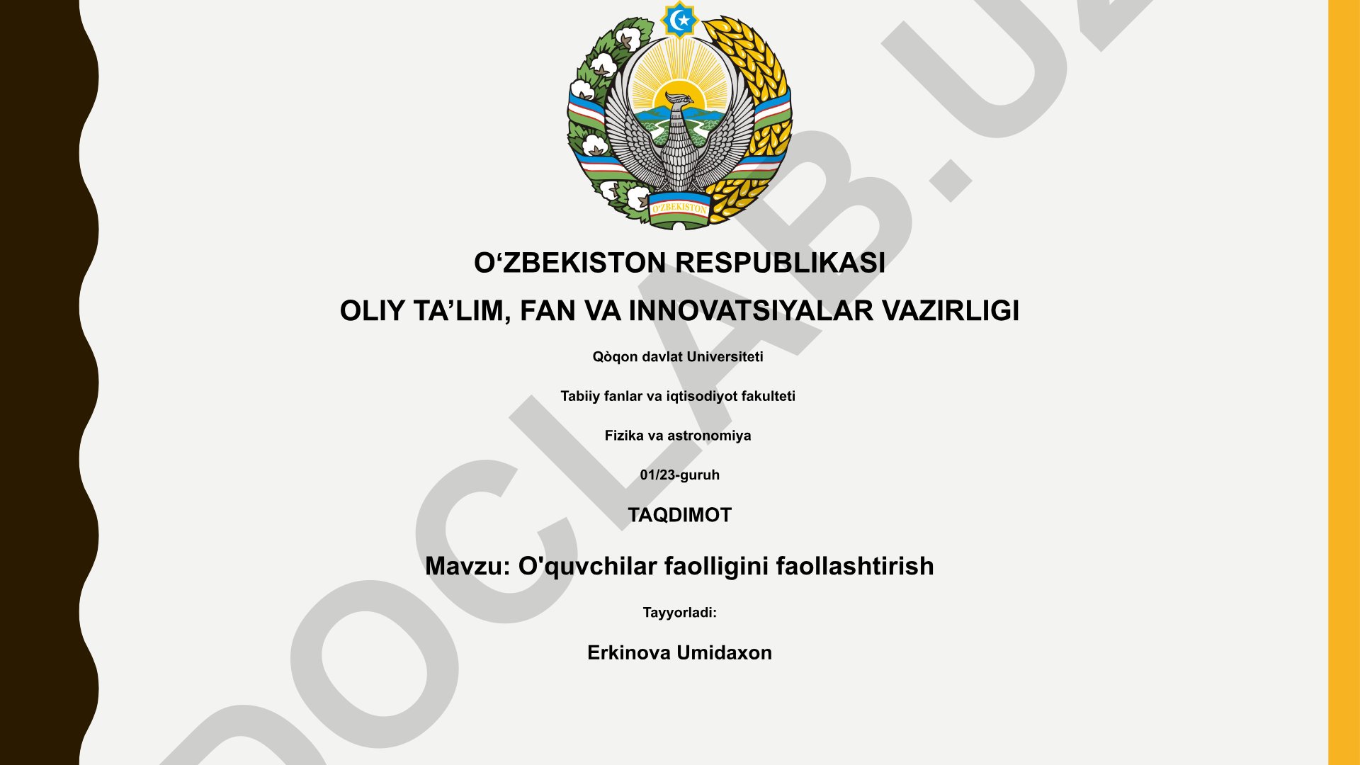 O'quvchilar faolligini faollashtirish