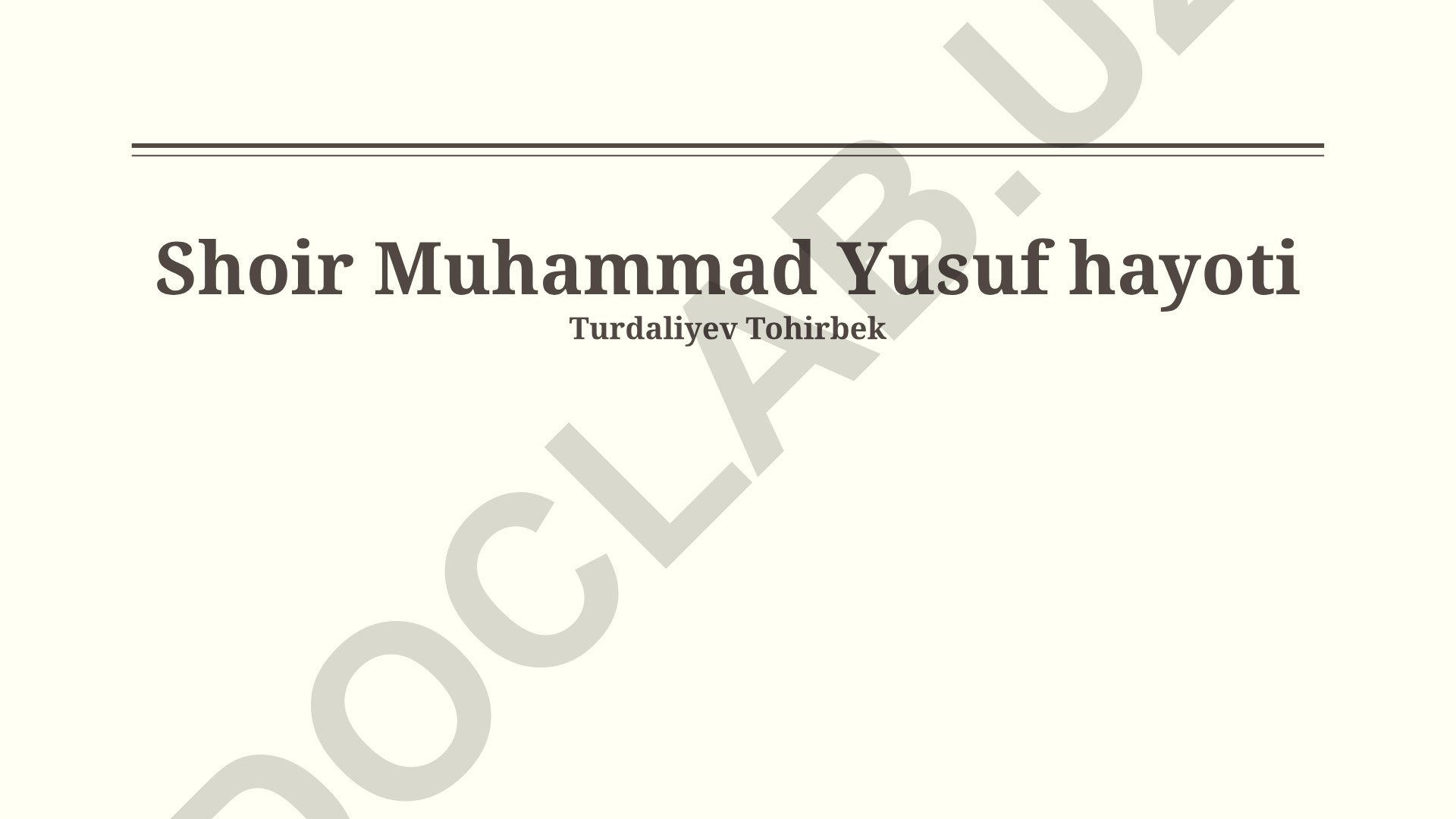 Shoir Muhammad Yusuf hayoti va ijodi