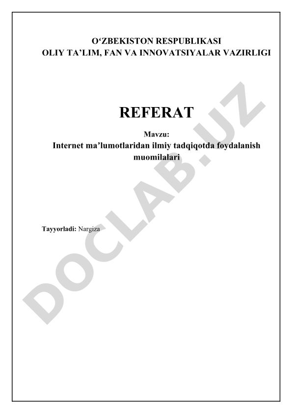 Internet maʼlumotlaridan ilmiy tadqiqotda foydalanish muomilalari