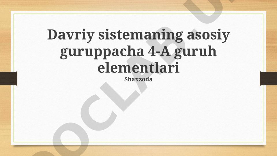 4A guruhi elementlarining xossalari, biologik ahamiyati va qo'llanilishi