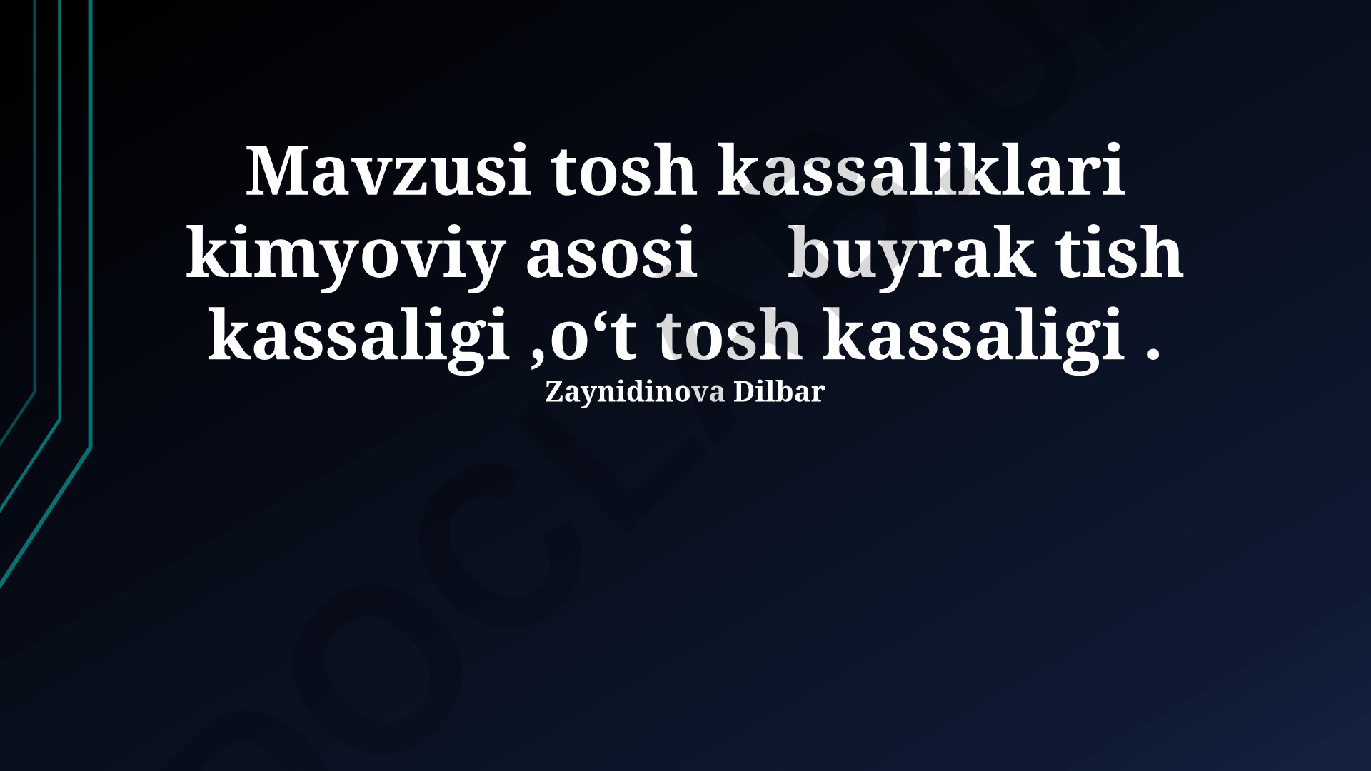 Tosh kasalliklari kimyoviy asosi: buyrak, tish va o't tosh kasalliklari